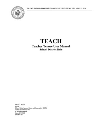 TEACH Teacher Tenure User Manual School District Role