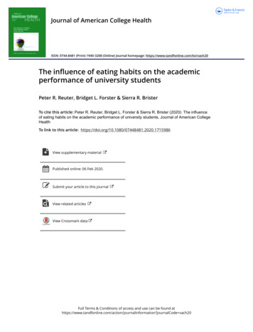 The Influence Of Eating Habits On The Academic Performance .