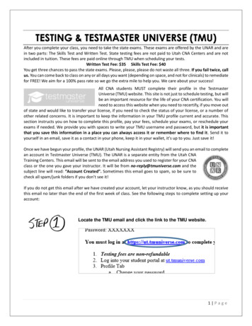 TESTING & TESTMASTER UNIVERSE (TMU) - Utah CNA Training Centers