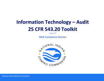 Information Technology - Audit 25 CFR 543.20 Toolkit