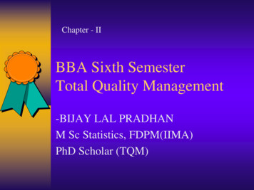 BBA Sixth Semester Total Quality Management