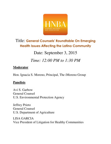 Title: General Counsels' Roundtable On Emerging Health .