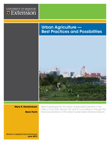 Urban Agriculture — Best Practices And Possibilities