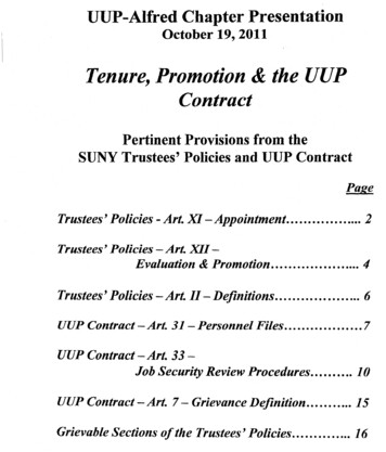 Tenure, Promotion The UUP Contract - Uuphost 