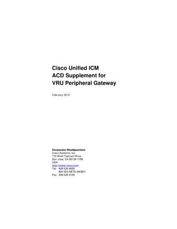 Cisco Unified ICM Supplement For VRU Peripheral Gateway