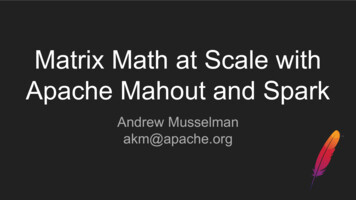 Matrix Math At Scale With Apache Mahout And Spark