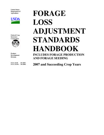 United States Department Of Agriculture FORAGE LOSS ADJUSTMENT .