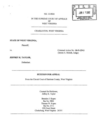 Petition, State Of West Virginia V. Jeffrey K. Taylor, No. 12-0024