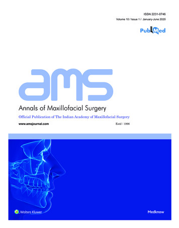 Annals Of Maxillofacial Surgery Annals Of Maxillofacial Surgery
