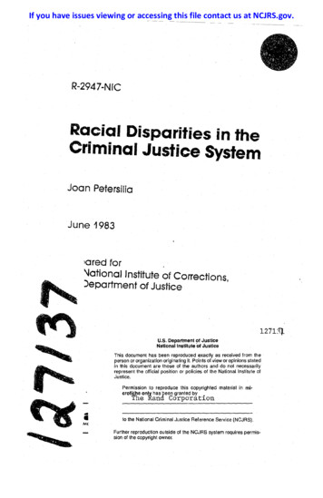 Racial Disparities In The Criminal Justice System
