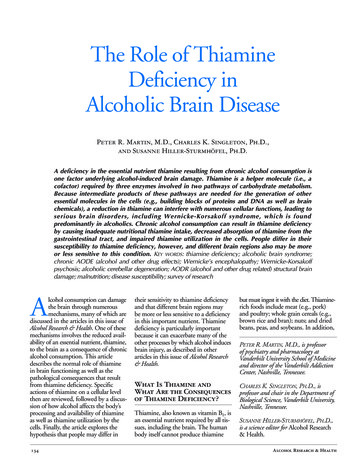 The Role Of ThiamineDeficiency In Alcoholic Brain Disease