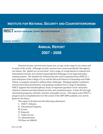 2007-08 Annual Report - Institute For Security Policy And Law