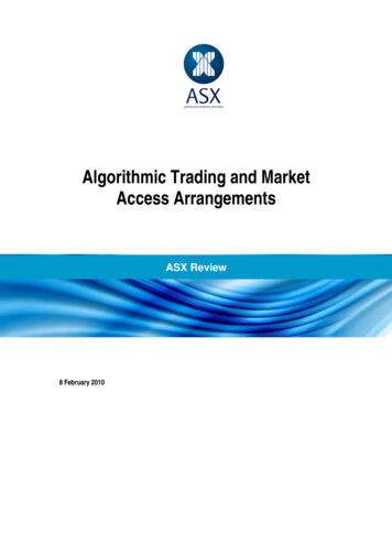 Algorithmic Trading And Market Access Arrangements