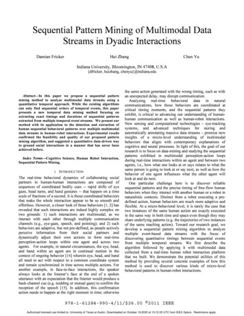 Sequential Pattern Mining Of Multimodal Data Streams In Dyadic Interactions