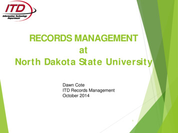 RECORDS MANAGEMENT At The North Dakota State University