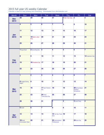 US 2015 Weekly Calendar