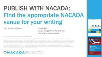 PUBLISH WITH NACADA: Find The Appropriate NACADA 
