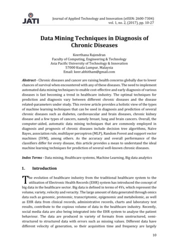 Data Mining Techniques In Diagnosis Of Chronic Diseases