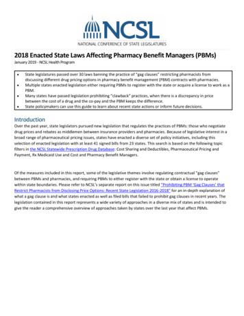 2018 Enacted State Laws Affecting Pharmacy Benefit Managers (PBMs)