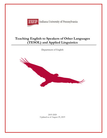 Teaching English To Speakers Of Other Languages (TESOL) And Applied .