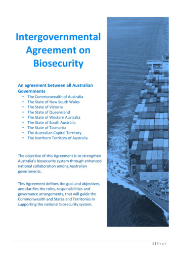 Intergovernmental Agreement On Biosecurity - Federation