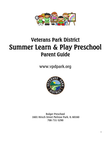 Veterans Park District Summer Learn & Play Preschool