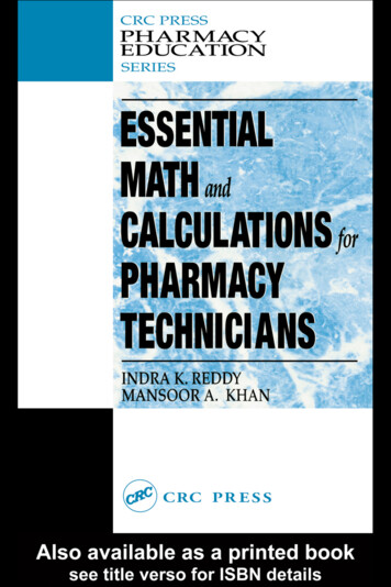 Essential Math And Calculations For Pharmacy Technicians