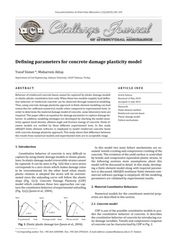 Defining Parameters For Concrete Damage Plasticity Model