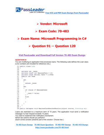 Vendor: Microsoft Exam Code: 70-483 Exam Name: Microsoft .