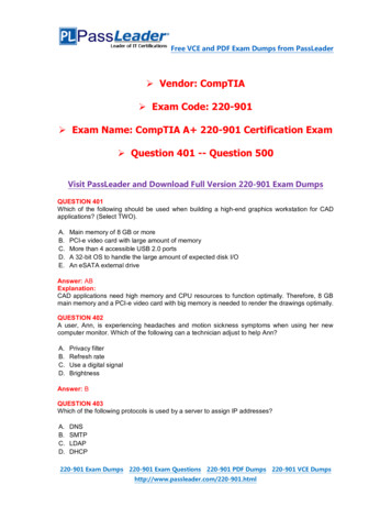 Vendor: CompTIA Exam Code: 220-901 Exam Name: CompTIA 