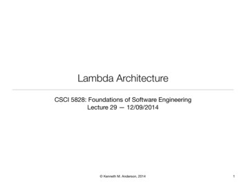 Lambda Architecture - University Of Colorado Boulder