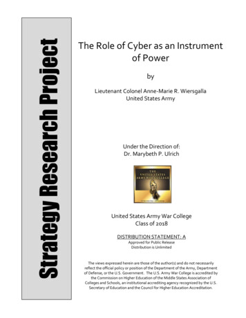 The Role Of Cyber As An Instrument Of Power Oject - Army War College