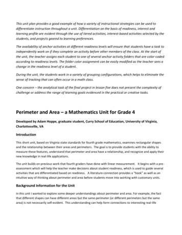 Perimeter And Area A Mathematics Unit For Grade 4
