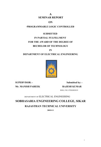 Seminar Report On Programmable Logic Controller