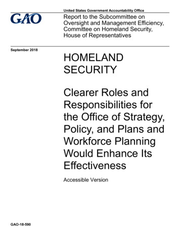 HOMELAND SECURITY Clearer Roles And Responsibilities For .