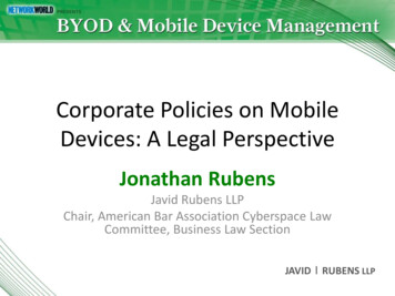 Corporate Policies On Mobile Devices: A Legal Perspective