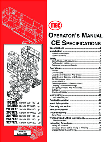 OPERATOR S MANUAL CE SPECIFICATIONS