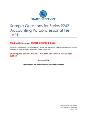 Sample Questions For Series 9242 Accounting .