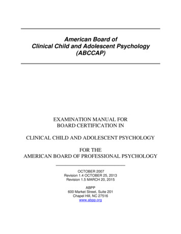 American Board Of Clinical Child And Adolescent Psychology .
