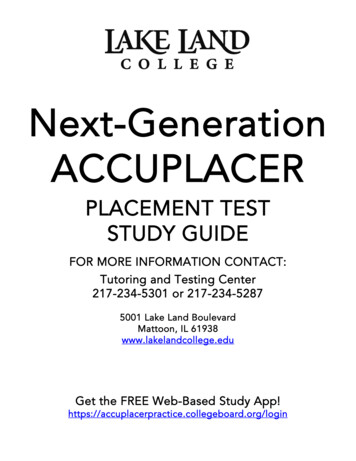 Accuplacer Study Guide - Lake Land College