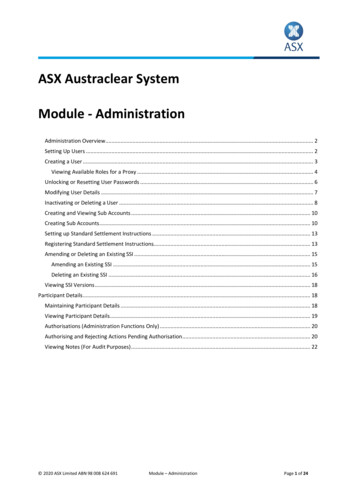 ASX Austraclear System - Administration Module