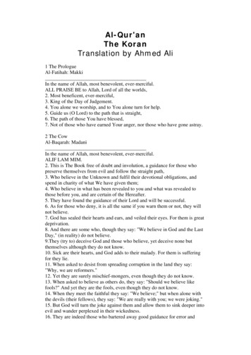 Al-Qur'an The Koran Translation By Ahmed Ali - StudyQuran