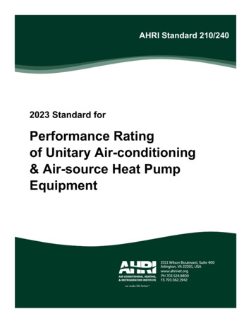Performance Rating Of Unitary Air-conditioning & Air-source Heat Pump .