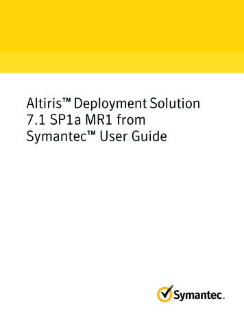 Altiris Deployment Solution 7.1 SP1a MR1 From Symantec User Guide