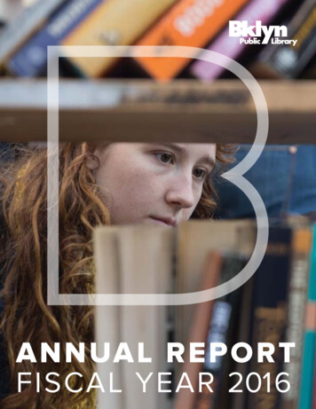 ANNUAL REPORT FISCAL YEAR 2016 - Bklynlibrary 