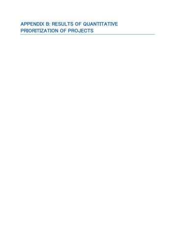 Appendix B Results Of Quantitative Prioritization Of Projects
