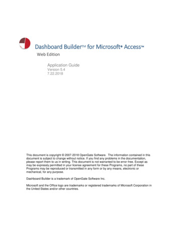 Dashboard BuilderTM For Microsoft Access