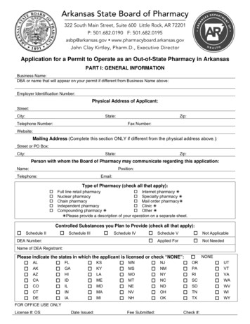 Application For Out Of State Pharmacy Permit - Arkansas State Board Of .