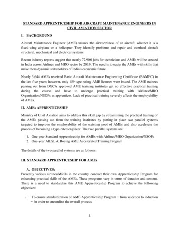 Apprenticeship Training For Ames - Ministry Of Civil Aviation