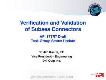 Verification And Validation Of Subsea Connectors